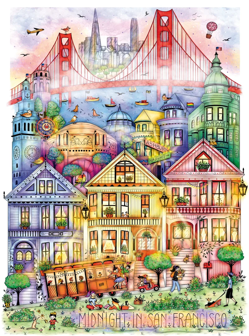 PFG Cities at Midnight - San Francisco, Madalina Tantareanu (1000pcs) (Usage/Used - PUZZLES FOR GOOD)