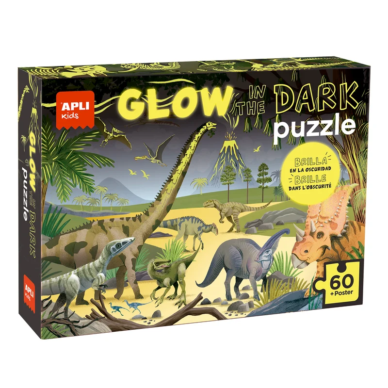 Im Dunkeln leuchtendes Puzzle – Dinosaurier 4+