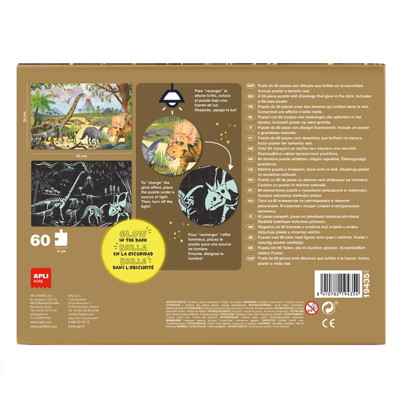 Im Dunkeln leuchtendes Puzzle – Dinosaurier 4+