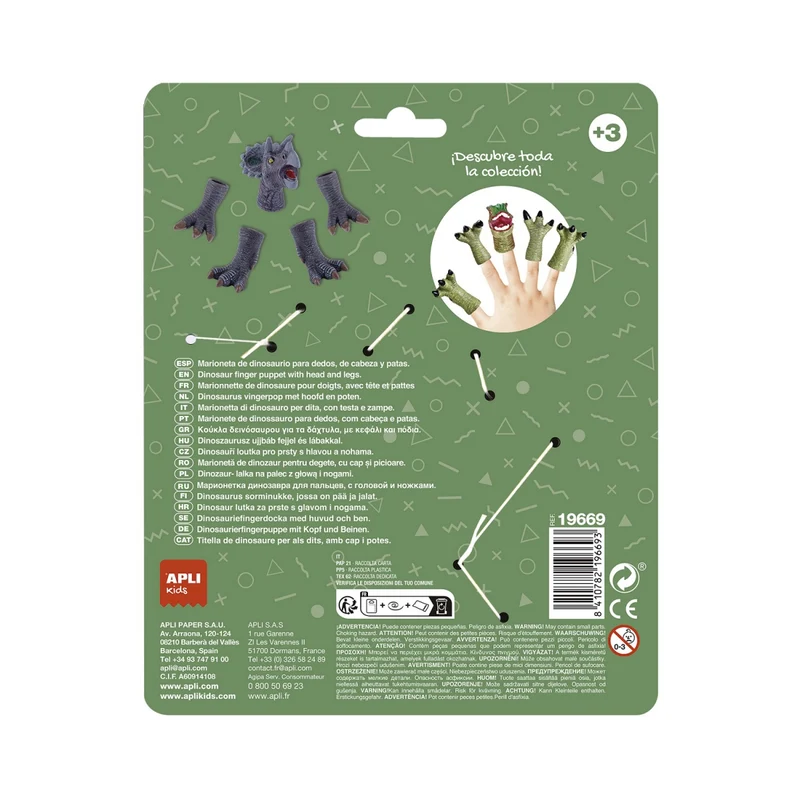 Fingerpuppen – Triceratops-Dinosaurier