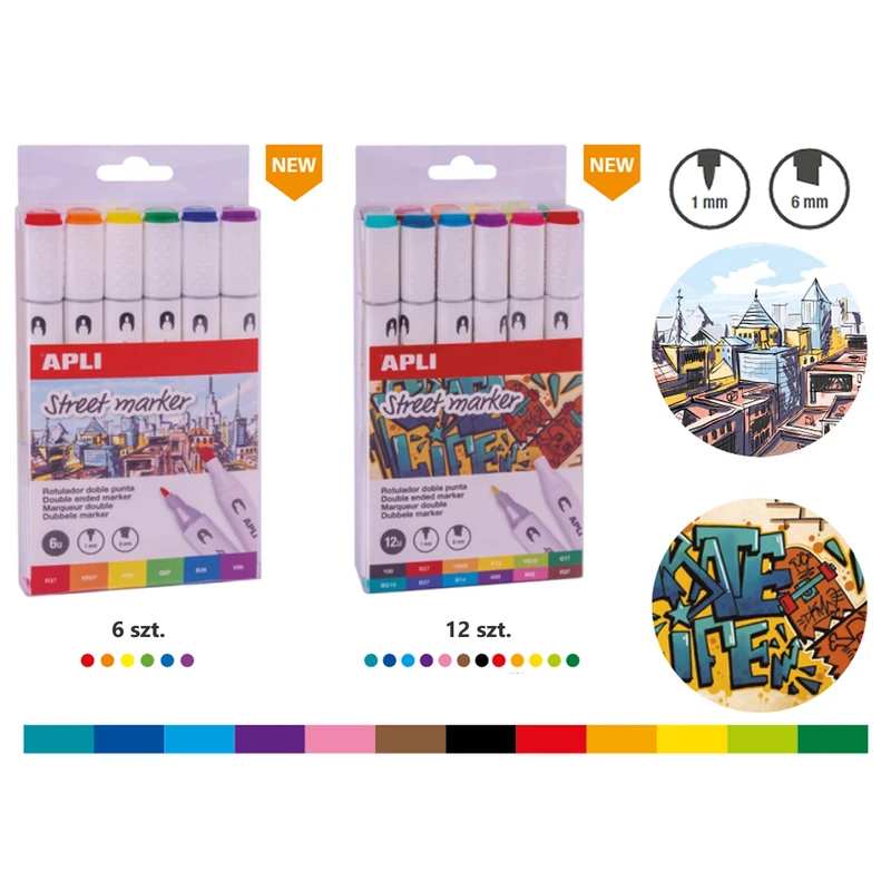 Doppelseitige Marker Street Marker – 6 Farben