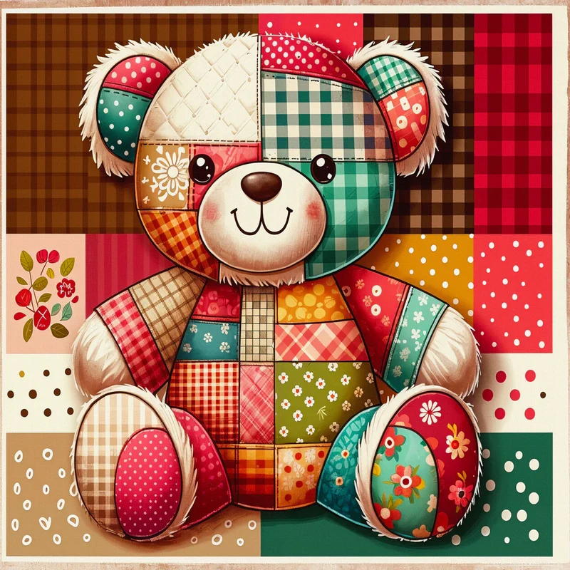 Diamond Painting - Patchwork Teddy