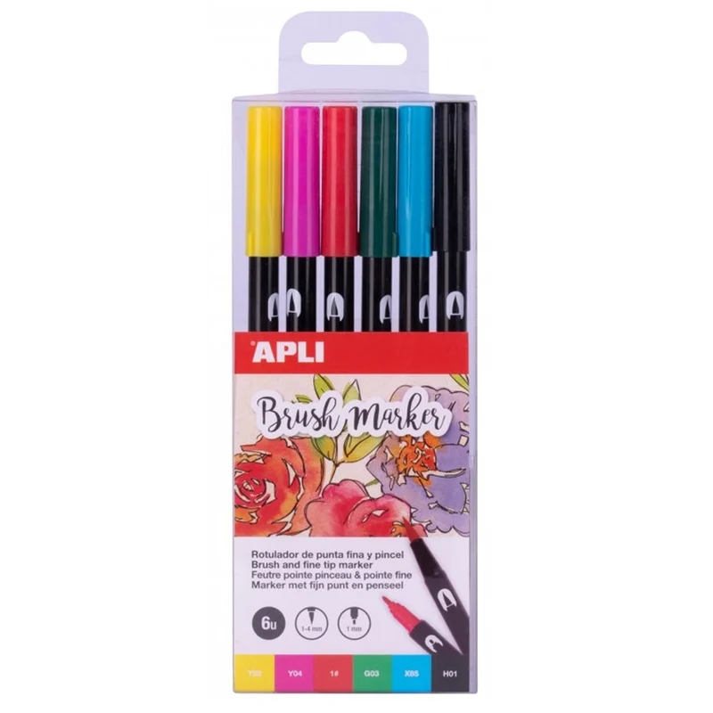 Doppelseitige Brush Marker - 6 Farben
