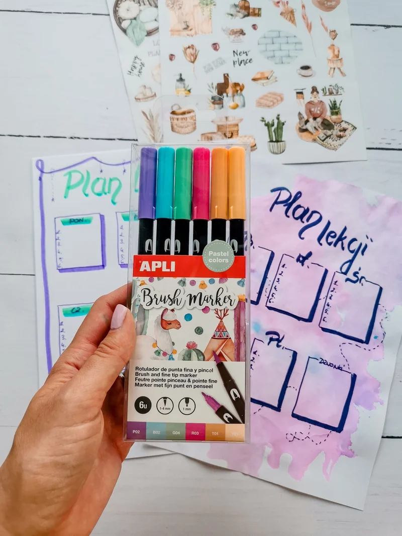 Doppelseitige Brush Marker - 6 Pastellfarben