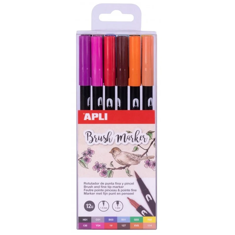Doppelseitige Brush Marker – 12 Farben