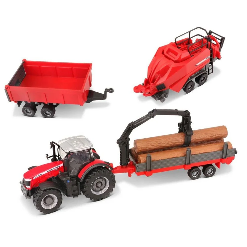 Bburago Traktoren Set Massey Ferguson mit Anhänger
