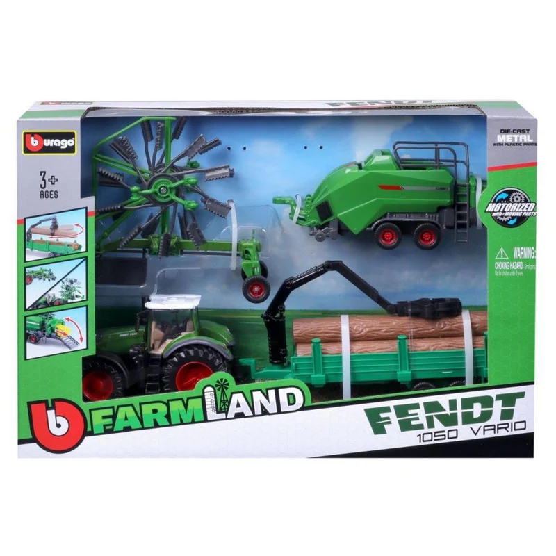 Bburago Traktoren Set Fendt mit 3 Anhänger