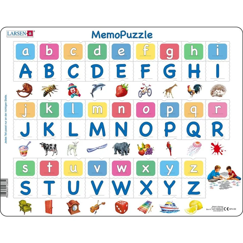 Puzzle MemoPuzzle Das Alphabet mit 26 Gross- und Kleinbuchstaben(26 Buchstaben), 52 Teile