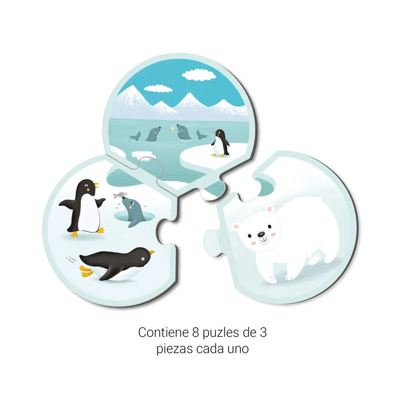 Dreiteiliges Puzzle – Tiere und ihre Umgebung 3+