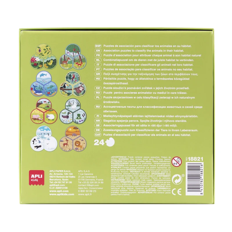 Dreiteiliges Puzzle – Tiere und ihre Umgebung 3+