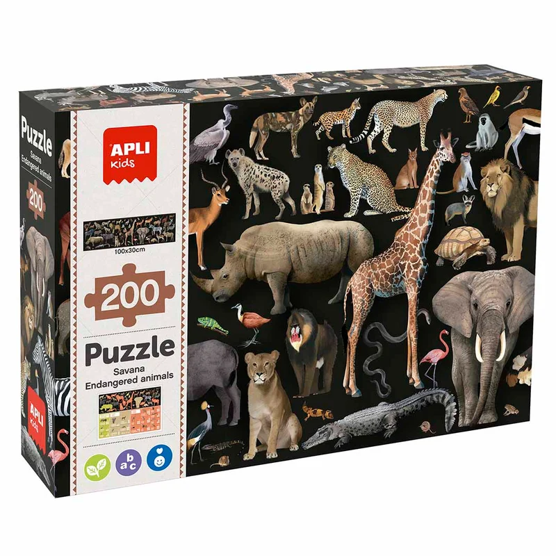 Lernpuzzle – Gefährdete Tiere Savanne 6+