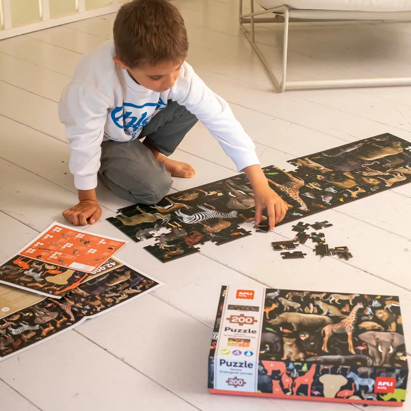 Lernpuzzle – Gefährdete Tiere Savanne 6+