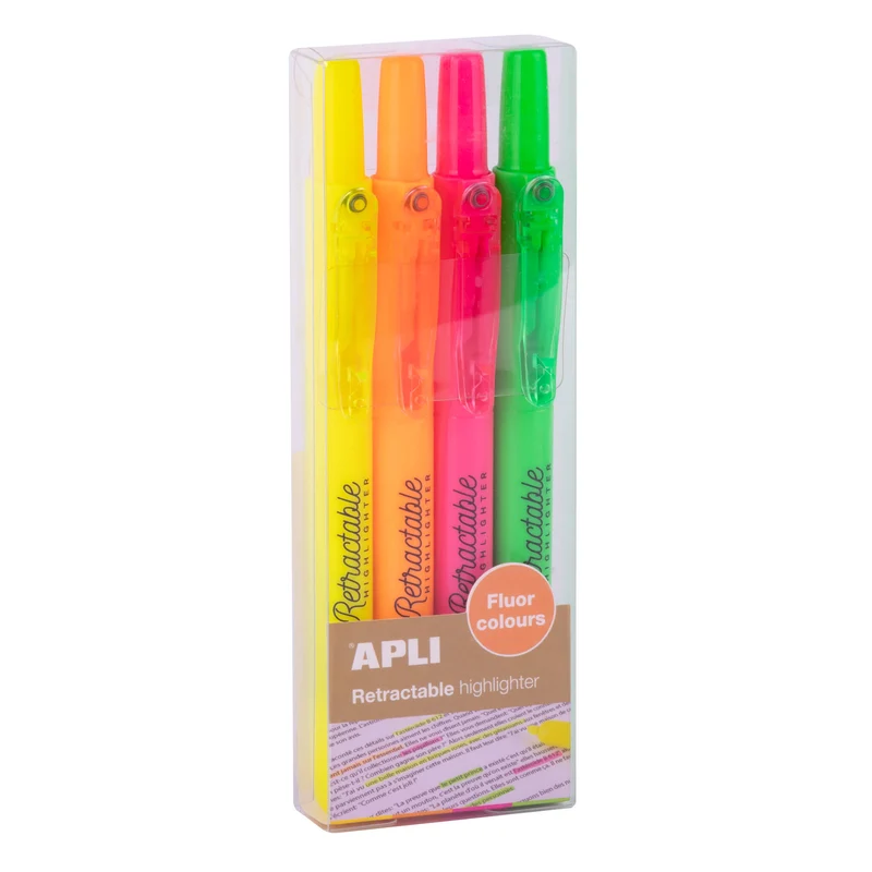 Ausziehbare Textmarker – 4 fluoreszierende Farben