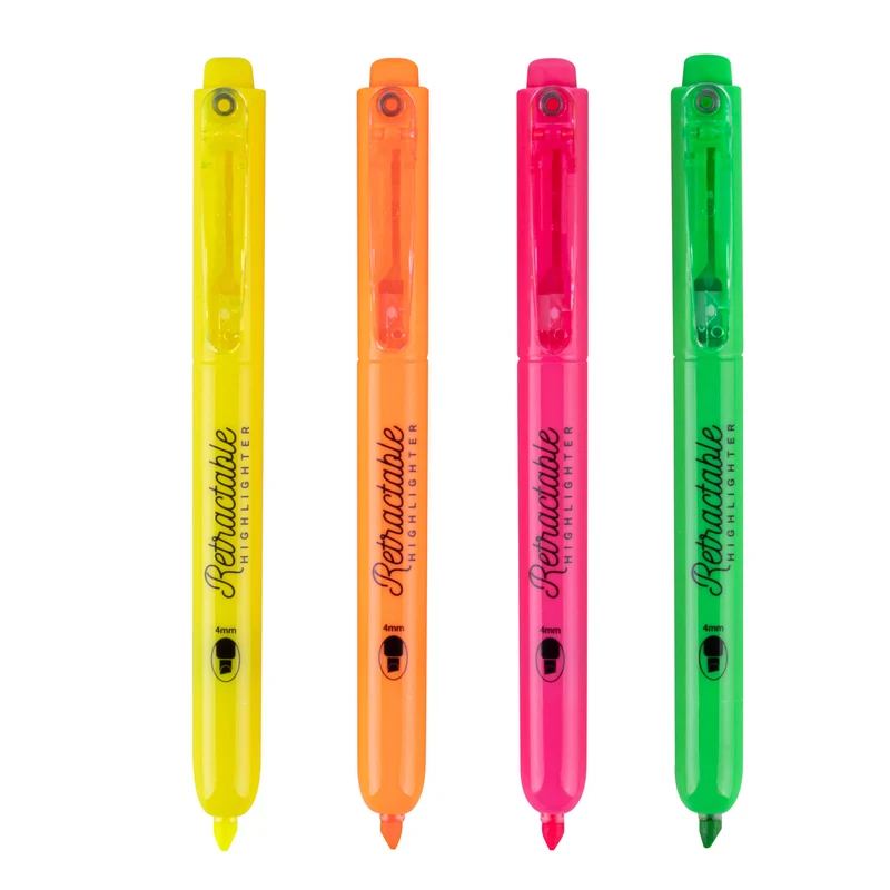 Ausziehbare Textmarker – 4 fluoreszierende Farben