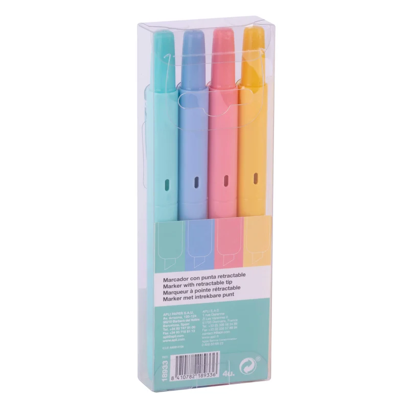 Ausziehbare Textmarker – 4 Pastellfarben