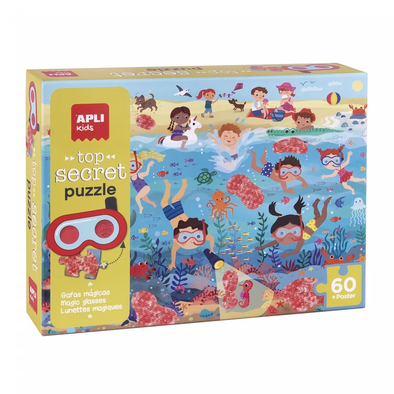 Puzzle mit Zauberbrille – Strand 4+