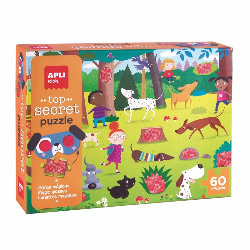 Puzzle mit Zauberbrille – Hunde 4+