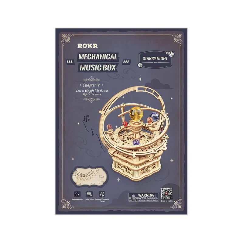 3D Mechanical Music Box - Starry Night (Wood)