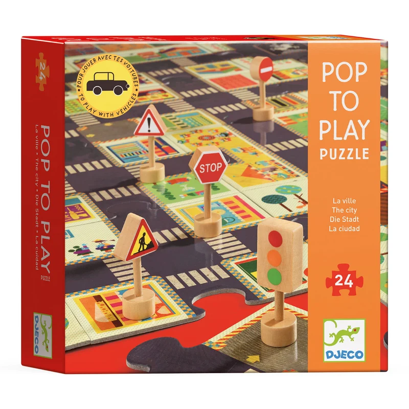 Riesenpuzzle – Straße mit Verkehrszeichen