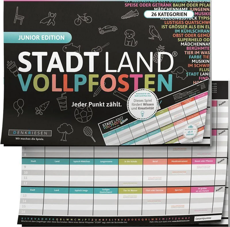 Stadt Land Vollpfosten - Junior Edition (DinA4-Format)