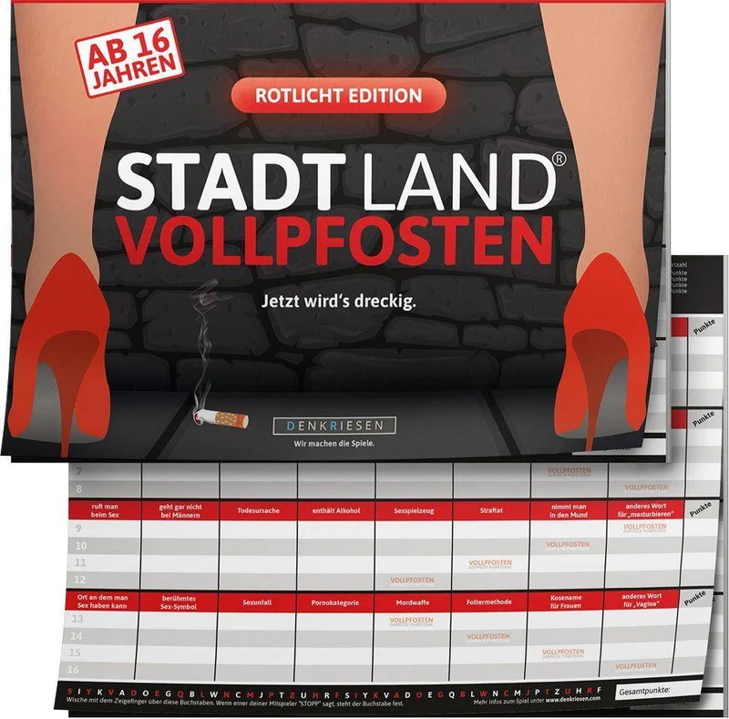 Stadt Land Vollpfosten - Rotlicht Edition (DinA4-Format)