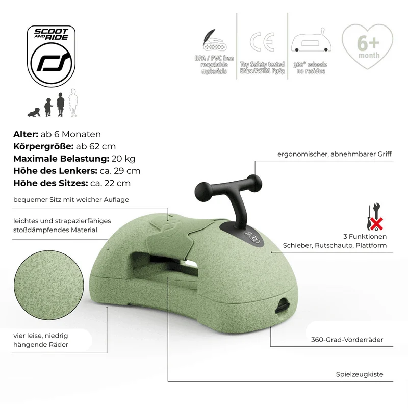 Rutschfahrzeug 3 in 1 My First – Olive