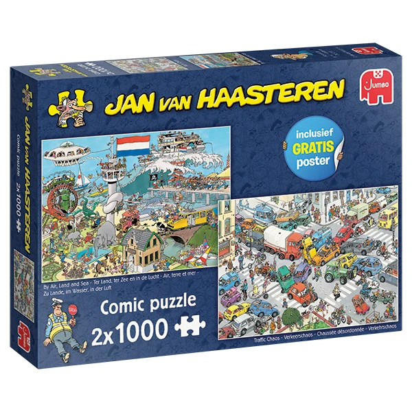 PFG JVH 2-in-1 Traffic Chaos/By Air, Land & Sea (2×1000 pieces) (UsageUsed – PUZZLES FOR GOOD)