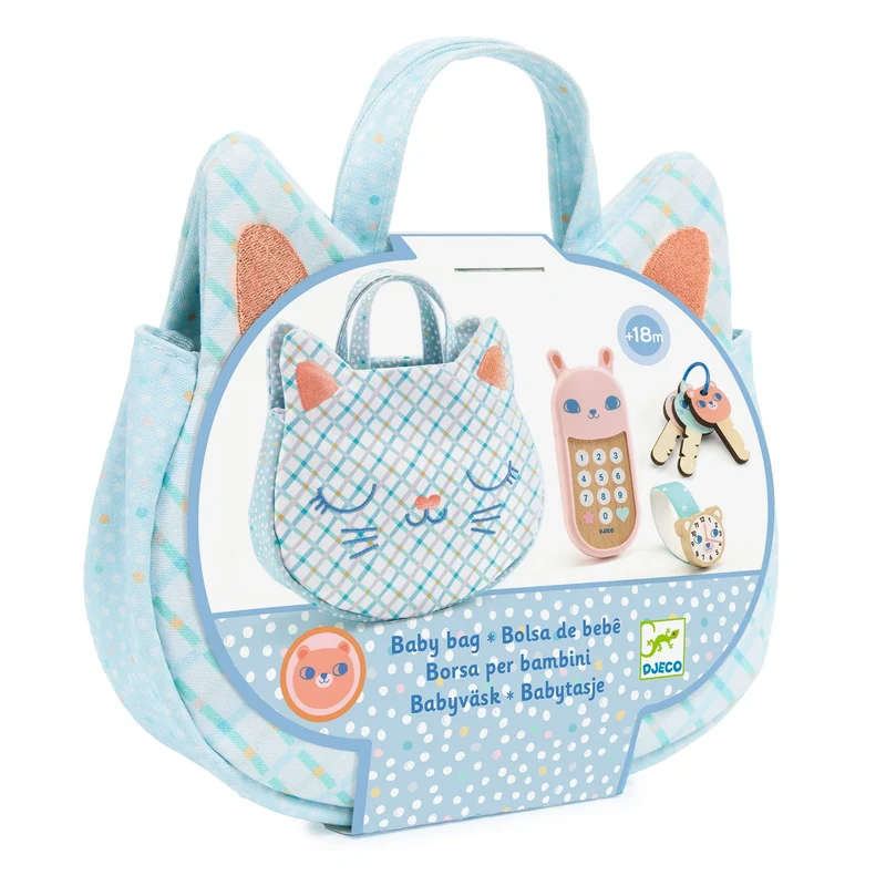 Blaue Handtasche mit Accessoires