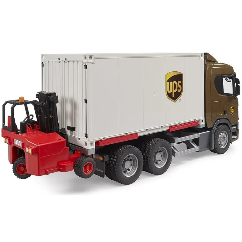 Bruder Scania Super 560R UPS Logistik-LWK & Mitnahmestapler