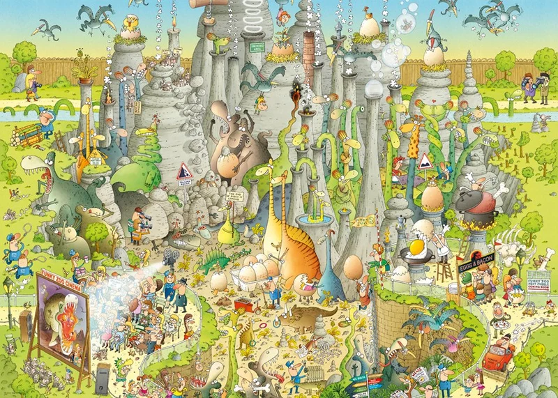 PFG Funky Zoo: Jurassic Habitat, Marino Degano (1000pcs)(UsageUsed – PUZZLES FOR GOOD)