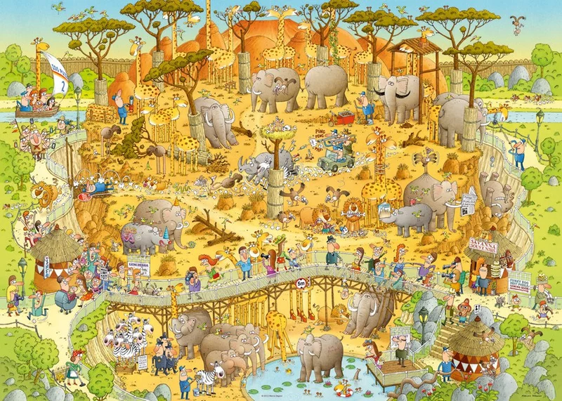 PFG Funky Zoo: African Habitat, Marino Degano (1000pcs) (UsageUsed – PUZZLES FOR GOOD)