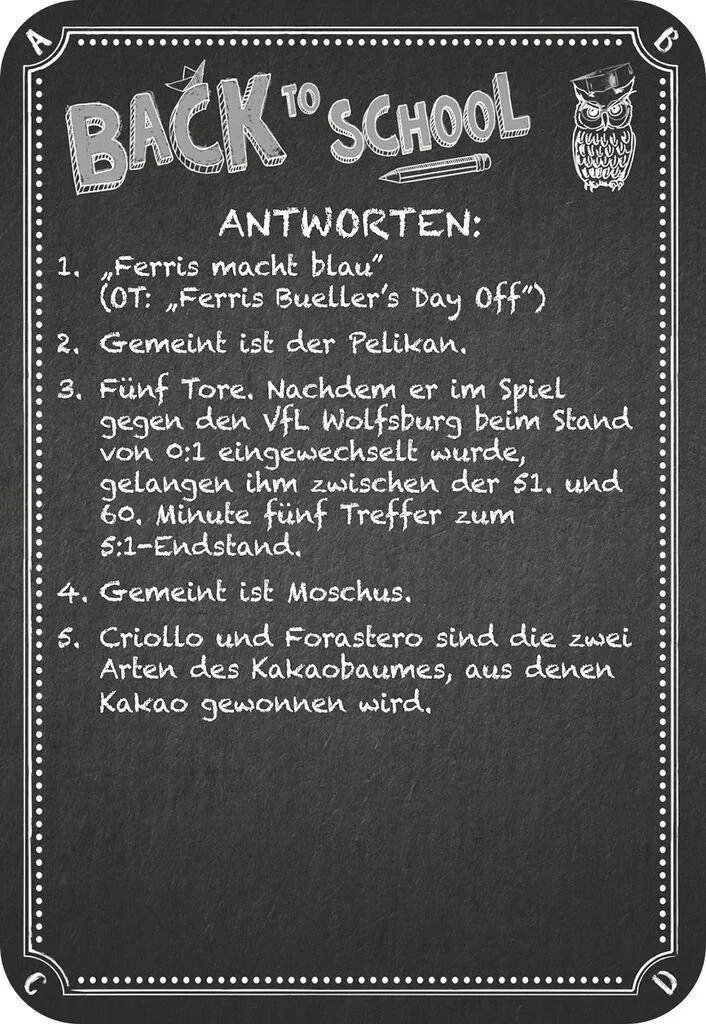 Kneipenquiz: Back to School