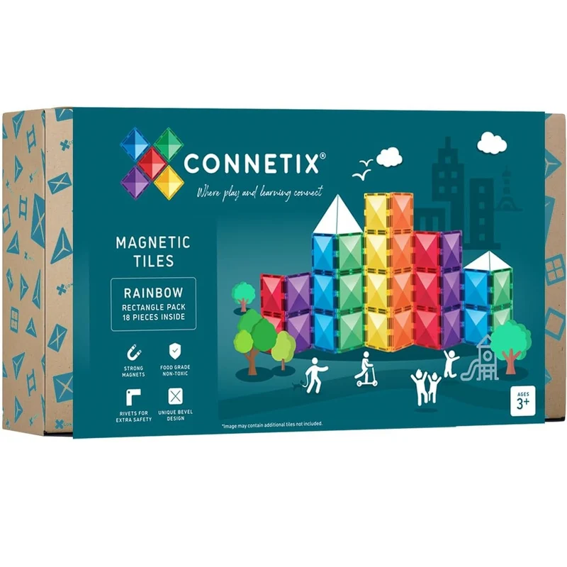 Magnetbausteine - Regenbogen Rechteck Pack 18 Teile