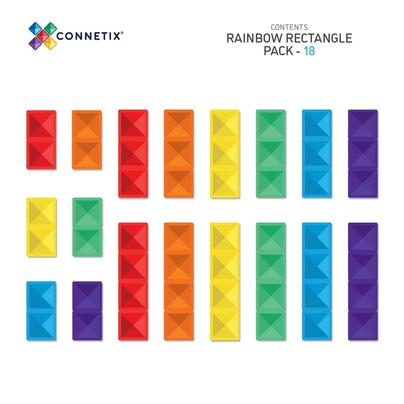 Magnetbausteine - Regenbogen Rechteck Pack 18 Teile