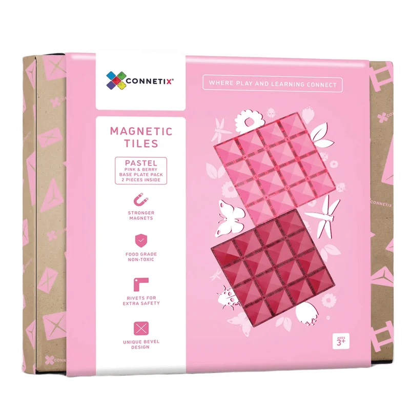 Magnetbausteine – Pastell-Rosa- & Beere-Grundplatte 2 Teile
