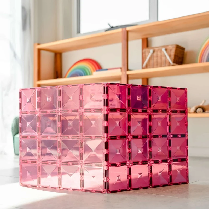 Magnetbausteine – Pastell-Rosa- & Beere-Grundplatte 2 Teile