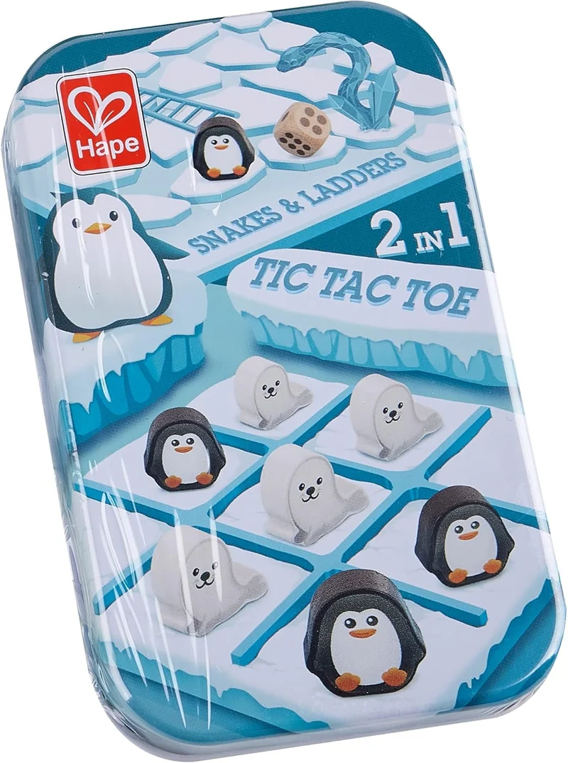 2-in-1 Game - Snakes & Ladders/Tic Tac Toe Magnetic Tin