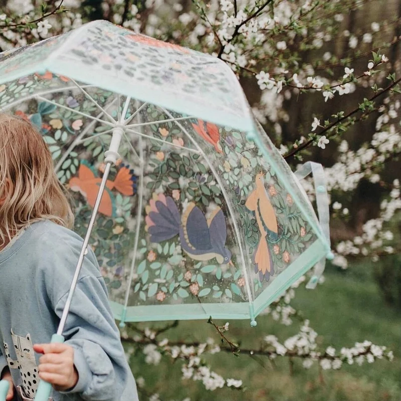 Regenschirm - Vögel und Blumen