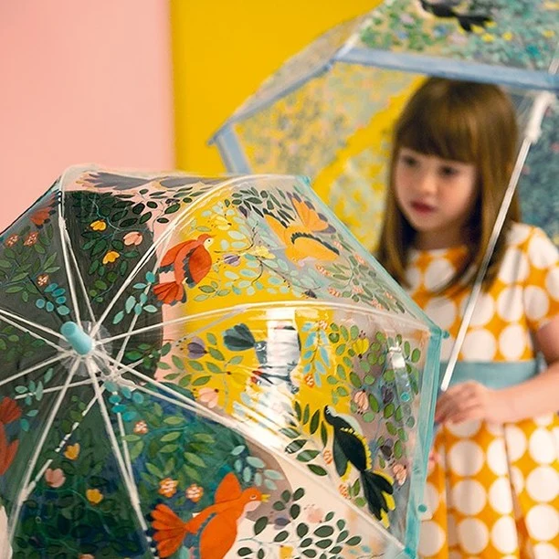 Regenschirm - Vögel und Blumen