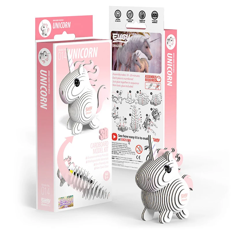 Öko-Puzzle 3D – Rosa Einhorn