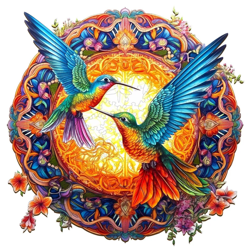 PFG Mandala Hummingbirds-2 (WOOD) (Usagé/Used - PUZZLES FOR GOOD)