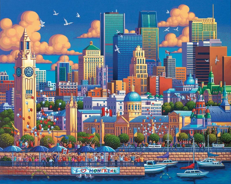 PFG 2-in-1 Quebec Holiday & Montreal (2x1000pcs) (Usage/Used - PUZZLES FOR GOOD)