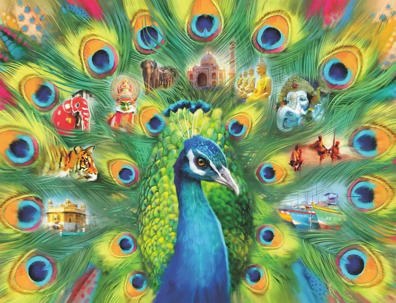 PFG Ravensburger Land Of The Peacock (2000pcs) (Usage/Used - PUZZLES FOR GOOD)