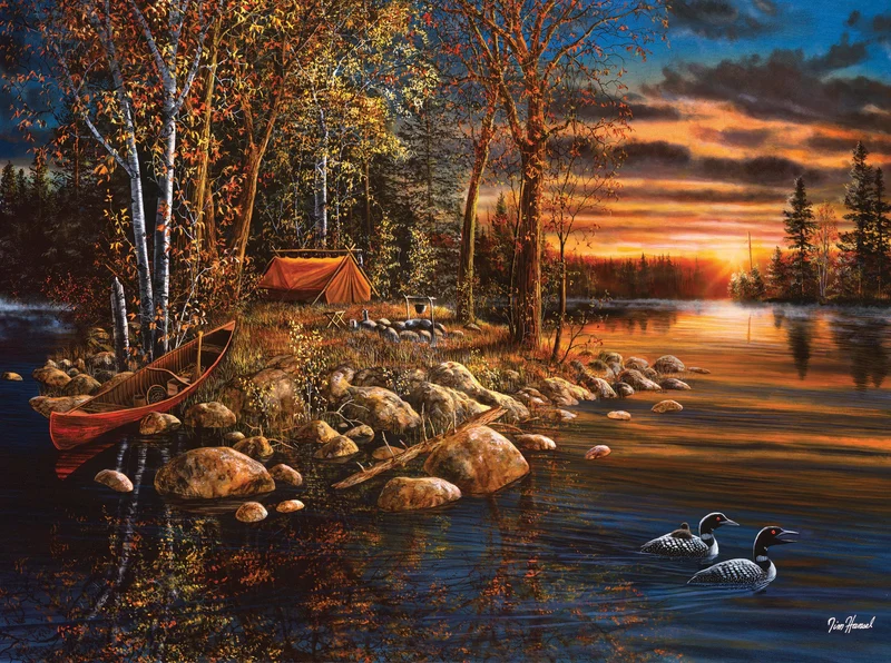 PFG Camping Collection - Wake Up Call, Jim Hansel (1000pcs) (Usage/Used - PUZZLES FOR GOOD)