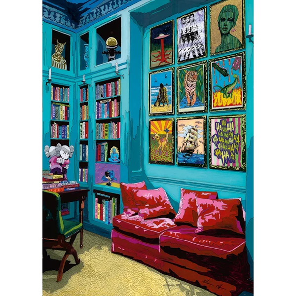 PFG Home - Room With Red Sofa, Norman O'Flynn (1000pcs) (Usage/Used - PUZZLES FOR GOOD)