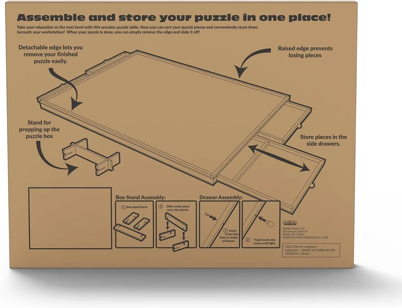 Wooden Puzzle Table with Drawers (1000pcs)