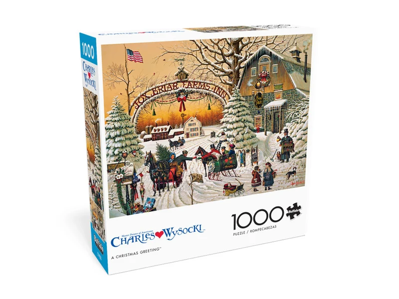 PFG A Christmas Greeting, Charles Wysocki (1000pcs) (Usage/Used - PUZZLES FOR GOOD)
