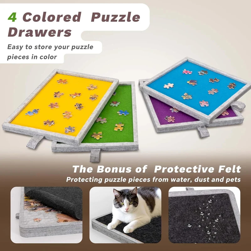 1000pcs Tilting Puzzle Board with 4 Colorful Drawers & Cover