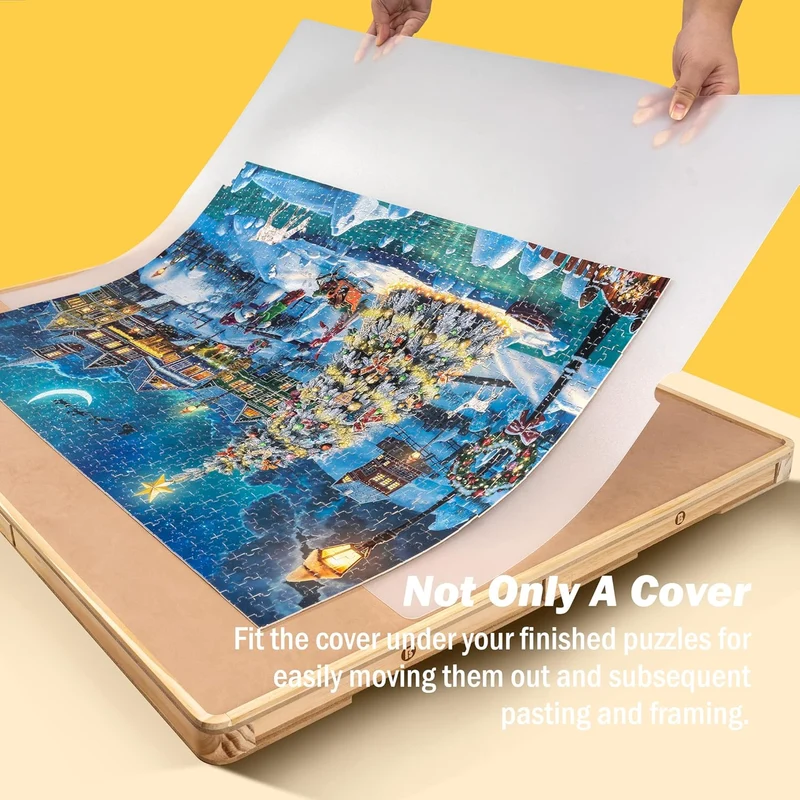 1500pcs Wooden Puzzle Board with Cover & 6 Push Open/Close Drawers (35.43 × 24.41 in)