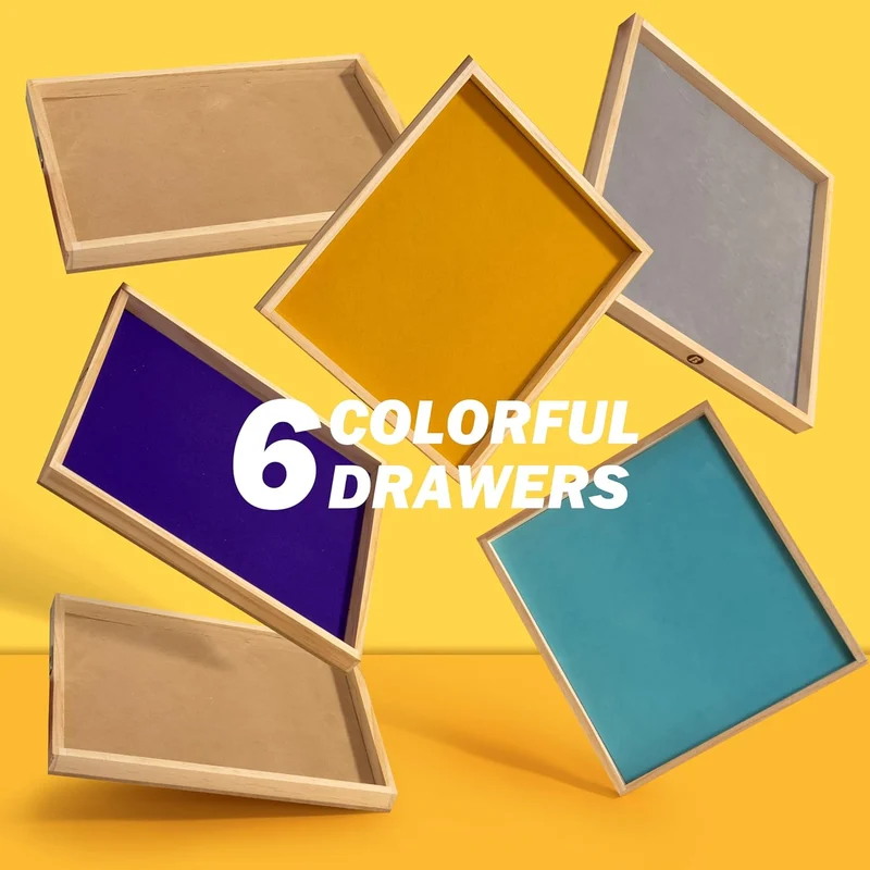 1500pcs Wooden Puzzle Board with Cover & 6 Push Open/Close Drawers (35.43 × 24.41 in)